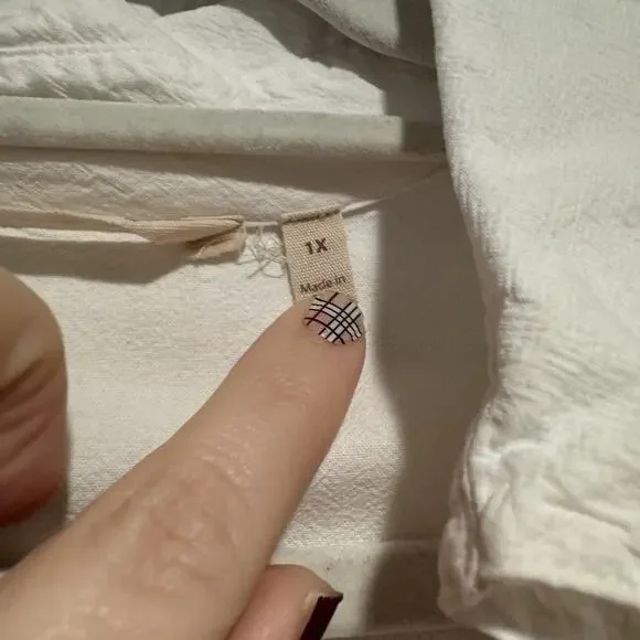 Soft Surroundings White Embroidered Boho Blouse Bell Sleeves Peruvian Cotton 1X - Picture 6 of 10